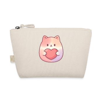 Cuddly Kitten Heart Love - Organic Pouch - nature - Front