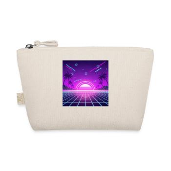 Neon Retro Sunset Grid - Bio-Täschchen - Natur - Vorne