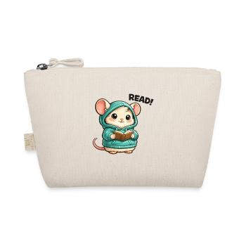 Reading mouse in hoodie - Organic Pouch - nature - Front