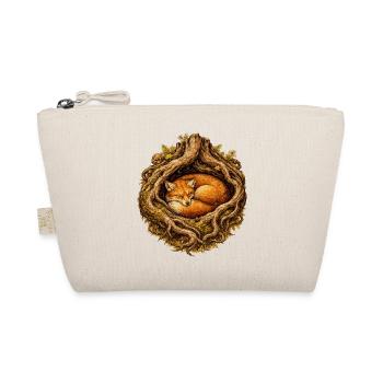 Sleeping fox in the root structure – forest motif - Organic Pouch - nature - Front