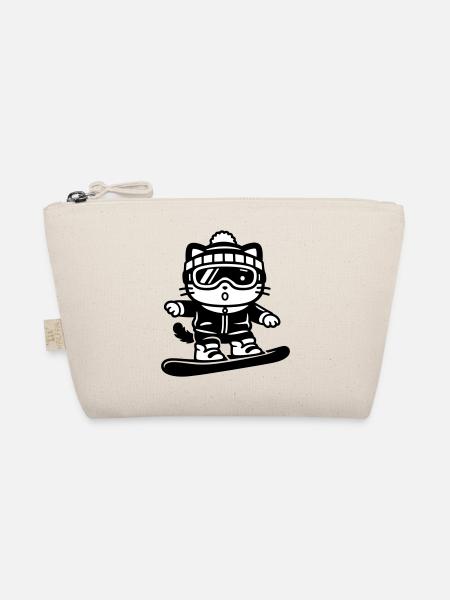 Snowboard Cat - Organic Pouch - nature