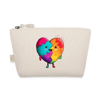 Regenbogenherz Umarmung - Bio-Täschchen - Natur - Vorne
