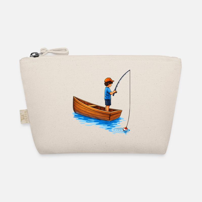 Junge beim Angeln im Boot Illustration  Bio-Täschchen