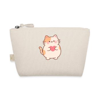 Little Heart Cat Cuddle Design - Organic Pouch - nature - Front