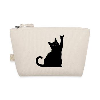Black Cat – Devil Horns Silhouette - Organic Pouch - nature - Front