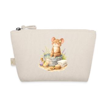 Niedliche Maus beim Fußbad Illustration  - Bio-Täschchen - Natur - Vorne