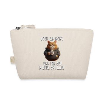 Lustiges Katzen Schlafshirt für Morgenmuffel - Bio-Täschchen - Natur - Vorne