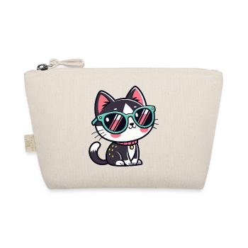 Cat kawaii green glasses - Organic Pouch - nature - Front