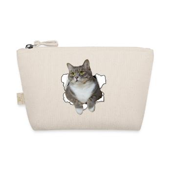 Cute cat peeking out of hole - Funny cat design - Organic Pouch - nature - Front