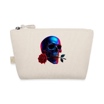 Totenkopf Rose Dark Art Neon Schädel Motiv - Bio-Täschchen - Natur - Vorne