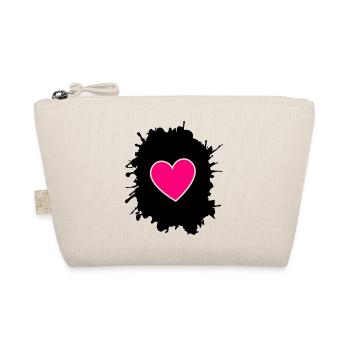 Magenta Heart on Black - Organic Pouch - nature - Front