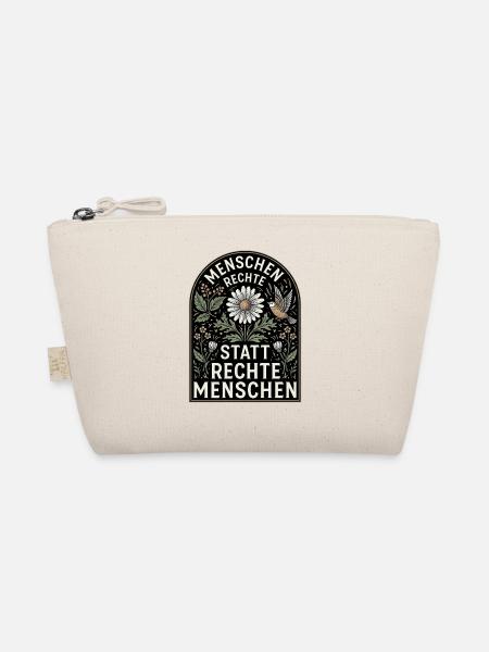 Retro Blumen Design Menschenrechte Spruch - Bio-Täschchen - Natur