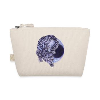 Cool snow leopard big cat in front of crescent moon moon - Organic Pouch - nature - Front