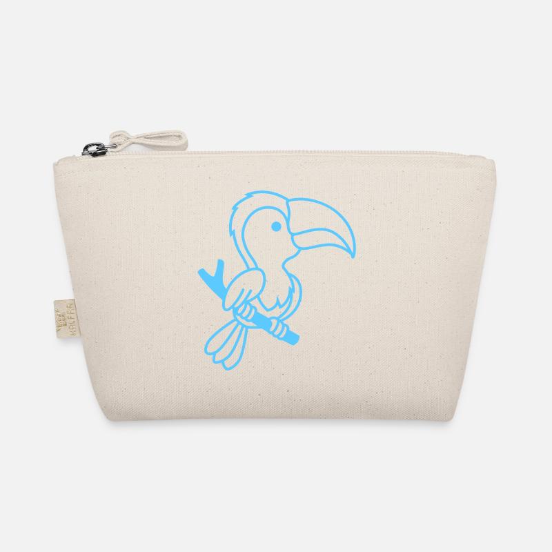 Blue Toucan Outline on the Branch Organic Pouch