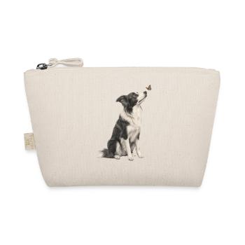 Border Collie Dog Looking At Butterfly - Organic Pouch - nature - Front