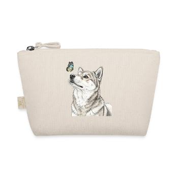 Shiba Inu Hund blickt auf Schmetterling - Bio-Täschchen - Natur - Vorne