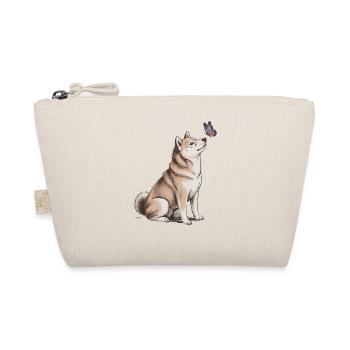 Akita Inu Hund mit Schmetterling Motiv - Bio-Täschchen - Natur - Vorne