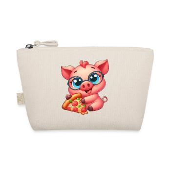 Nerd Pig Cartoon Pizza Pizza Lover - Organic Pouch - nature - Front
