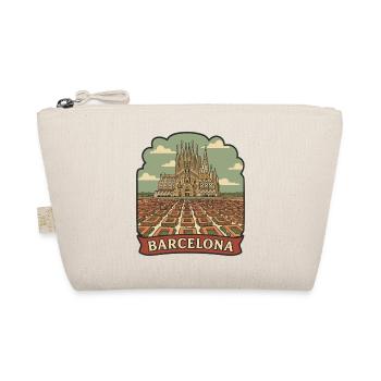 Badge de voyage rétro de la Sagrada Familia de Barcelone - Trousse biologique - nature - Devant