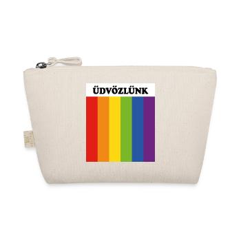 Üdvözlünk  LGBT welcome in Hungarian rainbow flag - Organic Pouch - nature - Front