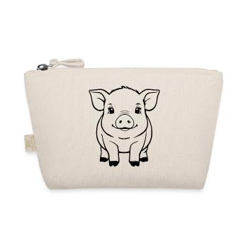 Pig Piggy Farmer Gift - Organic Pouch - nature - Front