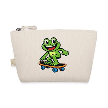Frog on Skateboard – Cartoon Design - Organic Pouch - nature - Front