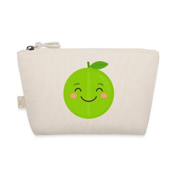 Green Kawaii Apple – Sweet Fruit Cartoon Graphic - Organic Pouch - nature - Front