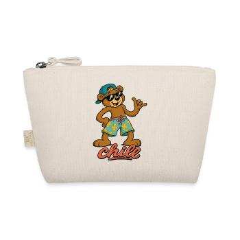 Cool summer bear in beach look - Organic Pouch - nature - Front