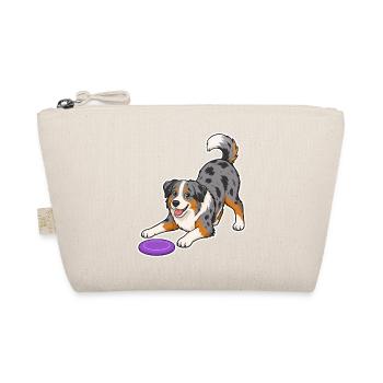 Australian Shepherd with purple Frisbee - Organic Pouch - nature - Front