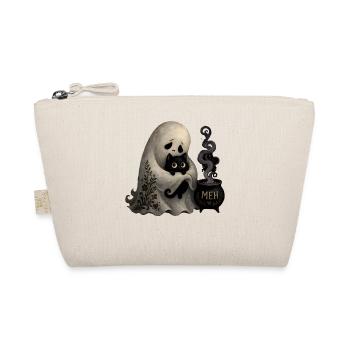 Ghost Cat Cauldron MEH T-Shirt Halloween - Organic Pouch - nature - Front