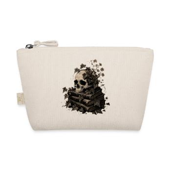 Skull on Books T-Shirt Dark Academia Goth - Organic Pouch - nature - Front