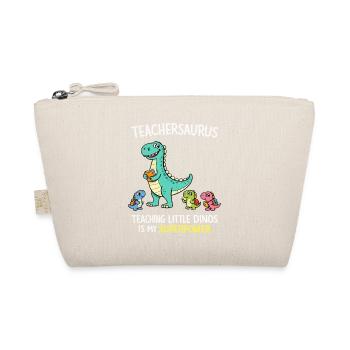 Teachersaurus Teacher Humor with Little Dinosaur - Organic Pouch - nature - Front