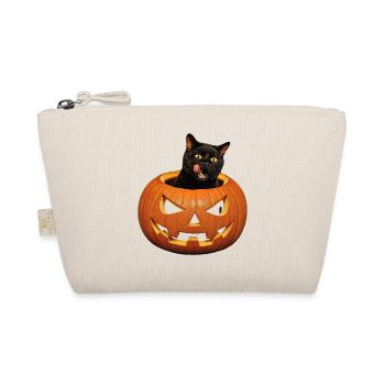 Halloween Cat with Pumpkin Retro Scary Motif - Organic Pouch - nature - Front