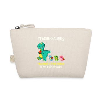 Teachersaurus Teacher Humor with Little Dinosaur - Organic Pouch - nature - Front