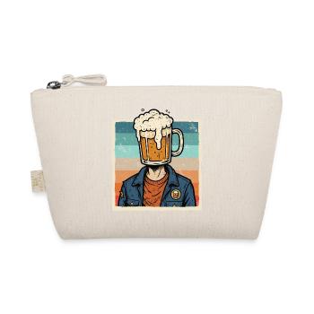 Vintage Beer, Beer Lover, Beer Drinking Head, - Organic Pouch - nature - Front