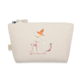 Schwarze Mürrische Katze Stricken Hexenhut T-Shirt - Trousse biologique - nature - Devant