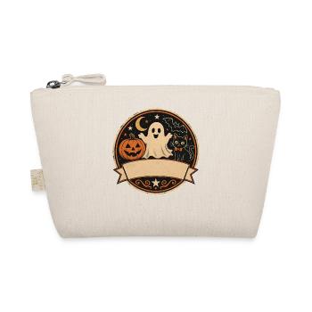 Ghost Pumpkin Cat T-Shirt Halloween Retro - Organic Pouch - nature - Front