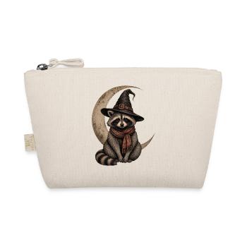Halloween Raccoon with Crescent Moon and Witch Hat - Organic Pouch - nature - Front
