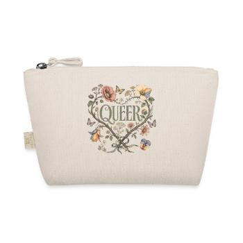 Queer Floral Heart T-Shirt LGBTQ Pride Vintage - Organic Pouch - nature - Front