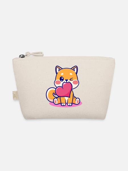 Süßer Fuchs mit Herz-Emblem - Bio-Täschchen - Natur