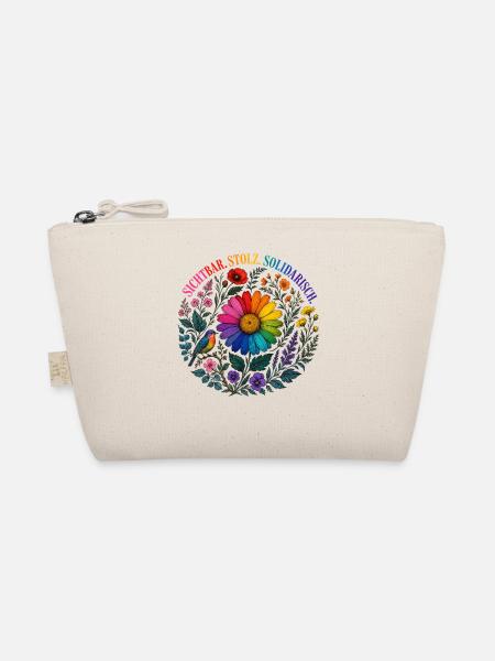 Sichtbar Stolz Solidarisch Shirt CSD LGBT Pride - Bio-Täschchen - Natur