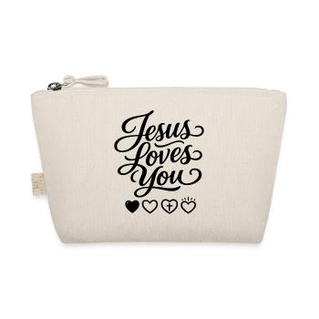 Jesus liebt dich Script Herz Design - Bio-Täschchen - Natur - Vorne