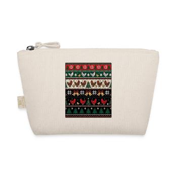 Hühner Weihnachts Strickdesign - Bio-Täschchen - Natur - Vorne
