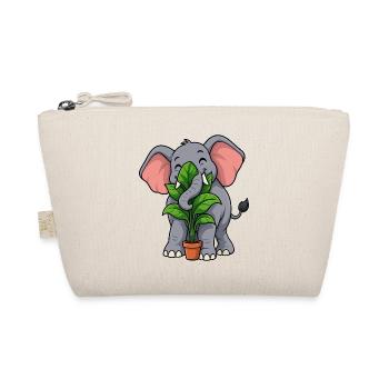 Glücklicher Elefant umarmt eine Topfpflanze - Bio-Täschchen - Natur - Vorne
