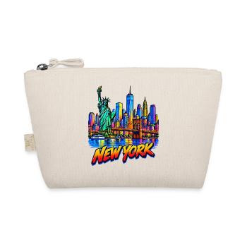 Neon NY Skyline und Freiheitsstatue - Bio-Täschchen - Natur - Vorne