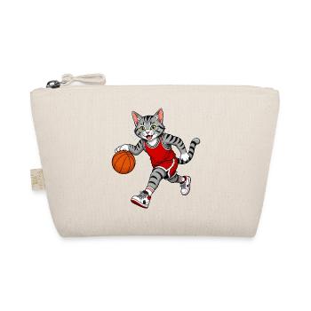 Basketball Katze – Dribbling Cat - Bio-Täschchen - Natur - Vorne