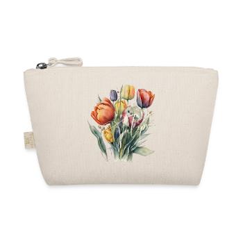 Aquarell-Tulpenbouquet-Schrift - Bio-Täschchen - Natur - Vorne