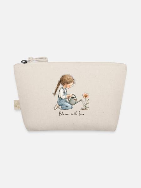 Mädchen mit Gießkanne – Bloom With Love Garten - Bio-Täschchen - Natur