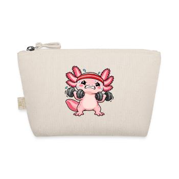 Fitness Axolotl beim Hanteltraining - Bio-Täschchen - Natur - Vorne
