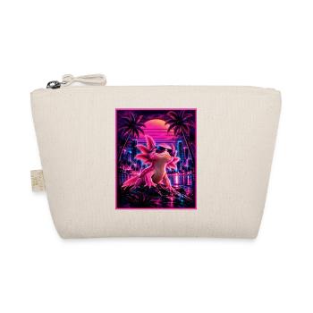 Retro Synthwave Axolotl – 80er Neon Design - Bio-Täschchen - Natur - Vorne